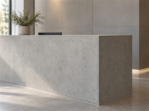 Illustration of a textured concrete reception counter.